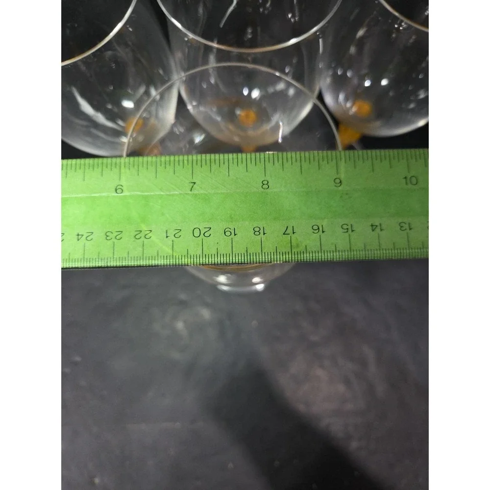 Mikasa Crystal Tuscan Wine Glasses, Yellow‎ Stem, Set of 4, Art Deco Drinkware